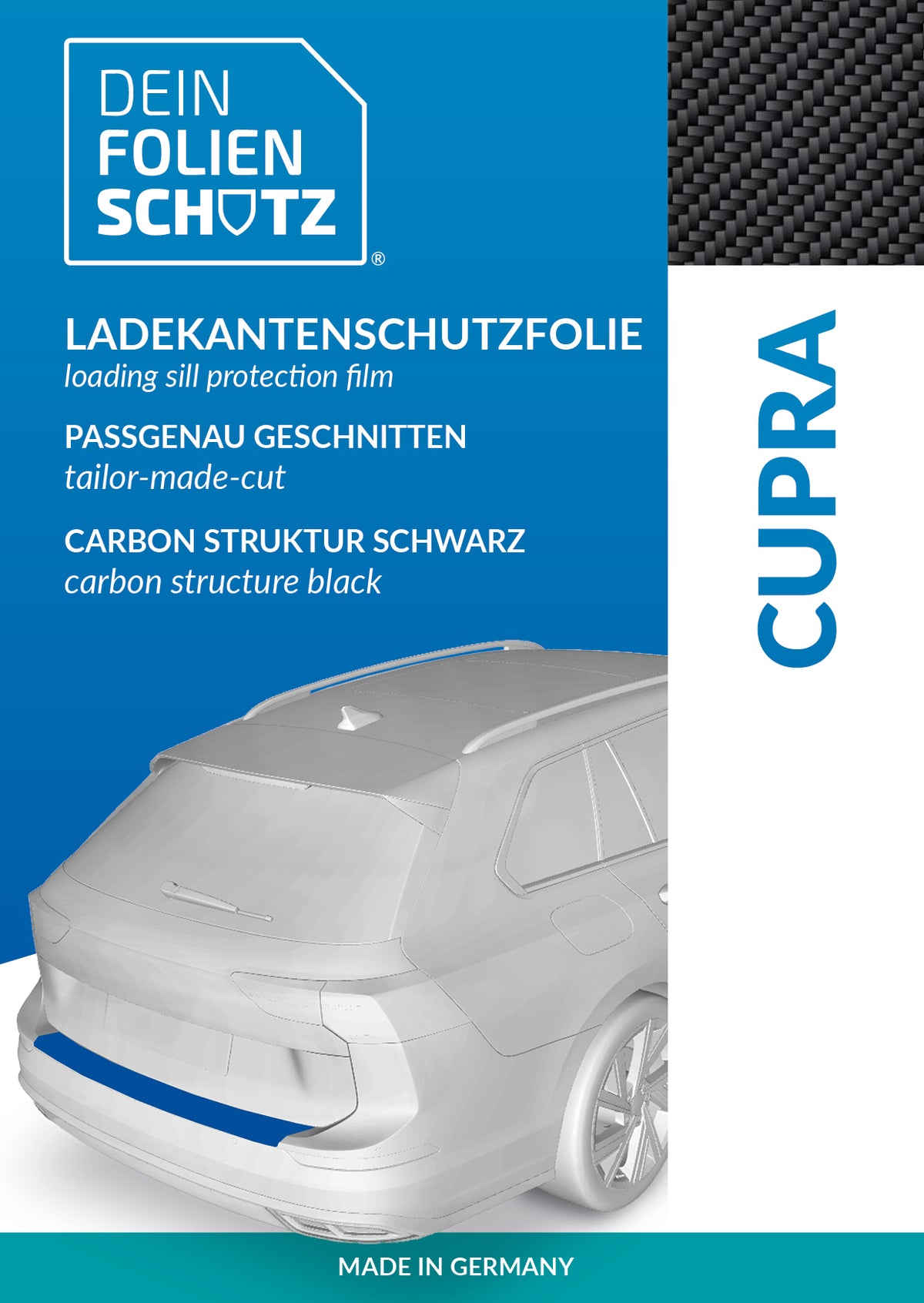 DEIN FOLIENSCHUTZ Ladekantenschutzfolie CUPRA Leon IV (KL) Carbon Stru –  Dein Folienschutz - Revolte Prime GmbH
