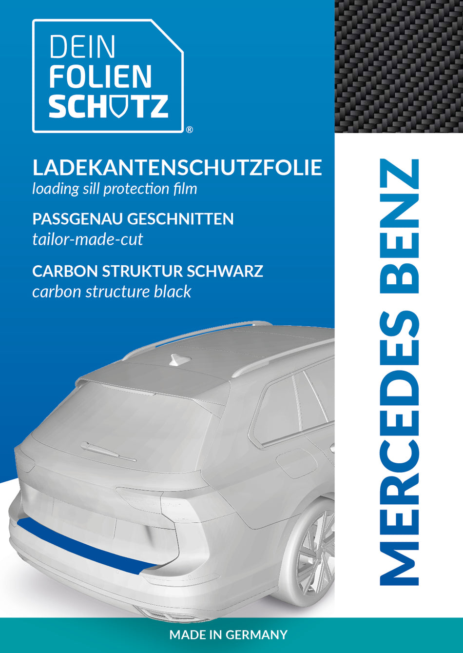 DEIN FOLIENSCHUTZ Ladekantenschutzfolie Mercedes Benz T-Klasse (W420) ab 2022 Carbon Struktur schwarz