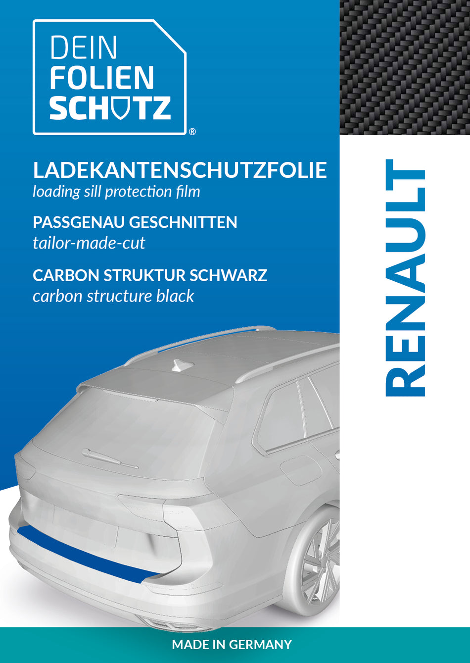 DEIN FOLIENSCHUTZ Ladekantenschutzfolie Renault Austral I Carbon Struktur schwarz