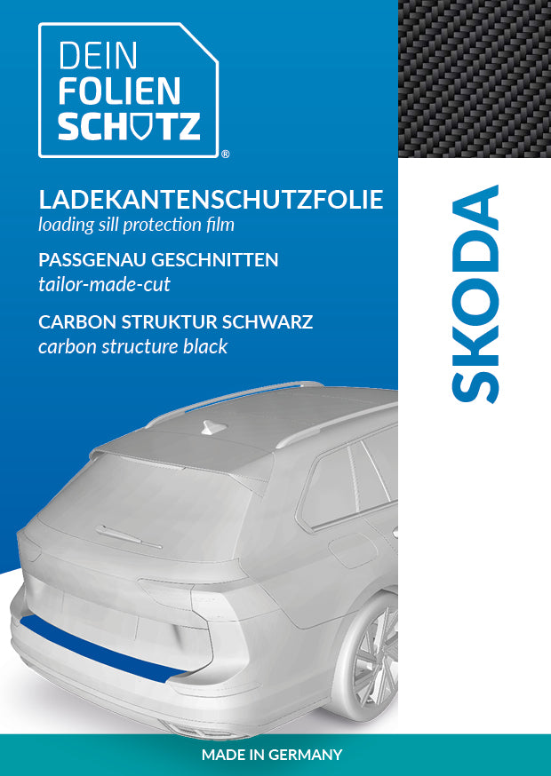 DEIN FOLIENSCHUTZ Ladekantenschutzfolie Skoda Octavia Combi III ab 2012 Carbon Struktur schwarz